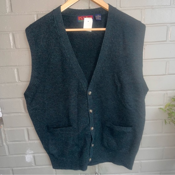 NWT Jos. A. Bank Green Marled Lambswool Suit Vest Made in Hong Kong XL - Picture 3 of 11